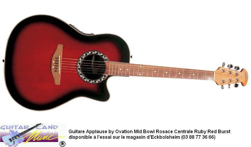 Guitare Applause by Ovation Rosace Centrale Mid Bowl Ruby Red